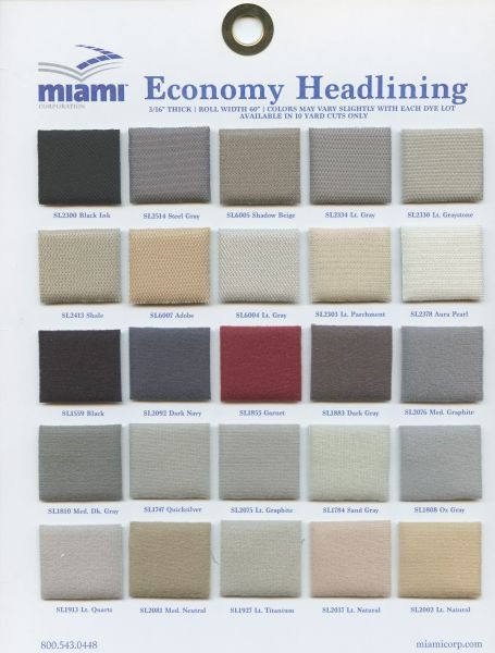 SL Headliner Sample Card - Automotive Sample
